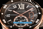 Cartier Calibre de Cartier Diver Swiss ETA 2824 Automatic Two Tone with Black Dial Roman Numeral Markers and Rose Gold Bezel (ZF)