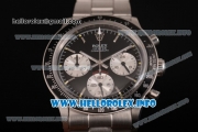 Rolex Daytona Vintage Chrono Miyota OS20 Quartz Steel Case/Bracelet with Stick Markers and Black Dial