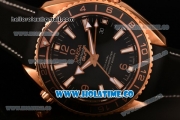 Omega Planet Ocean 600 M Omega Co-Axial Clone Omega 8615 Automatic Rose Gold Case with Black Dial and Luminous Stick Markers (ZF)