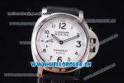 Panerai Luminor Marina 8 Days Acciaio PAM00563 Clone P.5000 Manual Winding Steel Case with White Dial Stick/Arabic Number Markers and Black Rubber Strap