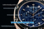 Audemars Piguet Royal Oak Offshore Juan Pablo Montoya Chrono Miyota OS10 Quartz Rose Gold Case with Blue Dial and Blue Leather Strap (EF)