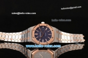 Audemars Piguet Royal Oak Swiss ETA 2824 Automatic Two Tone Case with Stick Markers and Blue Grid Dial - 1:1 Original