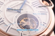 Cartier ballon bleu de Swiss Tourbillon Manual Winding Rose Gold Case with White Dial and Brown Leather Strap