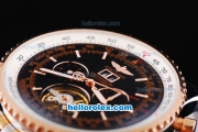 Breitling Navitimer Tourbillon Automatic Black Dial with Rose Gold Bezel and Stick Marker-Two Tone Strap