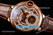 Cartier Ballon Bleu De Tourbillon Asia Automatic Rose Gold Case with Brown Dial and Roman Numeral Markers