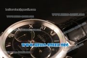 Omega De Ville Co-axial Chronograph Clone Omega 9300 Automatic Steel Case with Black Dial and Black Leather Strap (EF)