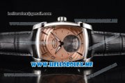 Parmigiani Kalpa Miyota 9015 Automatic Steel Case with Rose Gold Dial and Black Leather Strap Stick/Arabic Numeral Markers