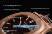 Patek Philippe Nautilus Miyota 9015 Automatic 18K Rose Gold Case/Bracelet with Brown Dial and Stick Markers (BP)