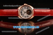 Cartier Cle de Cartier Swiss Tourbillon Manual Winding Rose Gold Case with White Dial and Red Leather Strap