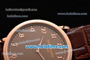 Patek Philippe Calatrava Miyota OS2035 Quartz Rose Gold Case with Brown Dial and Arabic Numeral Markers