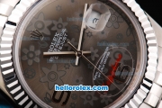 Rolex Datejust II Oyster Perpetual Automatic Movement Silver Case with Grey Flower Dial and SS Strap