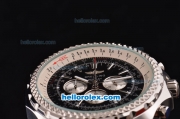 Breitling for Bentley Motors Quartz Chronograph Movement Full Steel with Black Dial and Silver Stick Marker