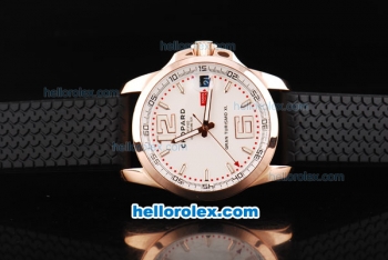 Chopard Gran Turismo XL Automatic Movement Rose Gold Case with White Dial and Stick/Numeral Marker-Rubber Strap