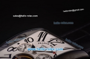 Franck Muller Long Island Tourbillon Automatic Movement PVD Case with White Dial and Black Numeral Markers