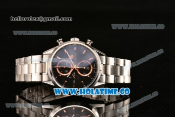 Tag Heuer Carrera Calibre 1887 Chrono Swiss Valjoux 7750 Automatic Full Steel with Rose Gold Stick Markers and Black Dial