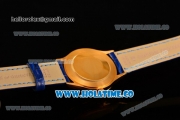 Rolex Cellini Time Asia 2813 Automatic Yellow Gold Case with White Dial Blue Leather Strap and Stick Markers