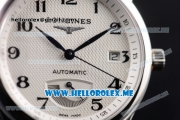 Longines Master Power Reserve Swiss ETA 2824 Automatic Steel Case with White Dial and Brown Leather Strap Arabic Numeral Markers