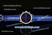 IWC Portuguese Chrono Miyota OS20 Quartz Steel Case with Blue Leather Strap and Blue Dial