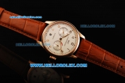 IWC Portuguese Automatic Movement Rose Gold Case with White Dial and Brown Leather Strap