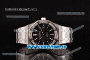 Audemars Piguet Royal Oak 41 Asia 2813 Automatic Diamonds/Steel Case with Black Grids Dial Diamonds Bezel and Stick Markers (EF)