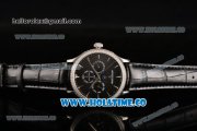 Jaeger-LECoultre Master Perpetual Calendar Asia Automatic Steel Case with Black Dial Stick Markers and Black Leather Strap
