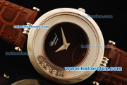 Chopard Happy Sport Swiss Quartz Movement Steel Case with Black Dial and Brown Leather Strap