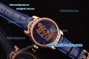 Ulysse Nardin Freak Asia ST18-CHG Automatic Rose Gold Case with Blue Leather Strap Blue Dial Numeral Markers