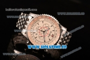 Breitling Montbrillant Chronograph Quartz Movement Silver Case with Beige Dial and Silver Stick Marker-SSband