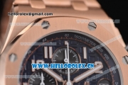 Audemars Piguet Royal Oak Offshore Seiko VK67 Quartz Rose Gold Case/Bracelet with Black Dial and Arabic Numeral Markers