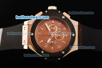 Hublot Big Bang Ayrton Senna Chronograph Miyota Quartz Movement Rose Gold Case with PVD Bezel and Brown Grid Dial