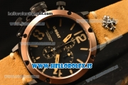 U-Boat Chimera Chronograph OS10 Quartz With Rose Gold Bezel and Black Case Brown Leather Orange Marker