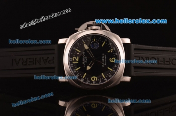 Panerai Luminor GMT PAM 244 Swiss ETA 2836 Automatic Steel Case with Black Dial and Black Rubber Strap