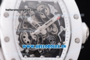 Richard Mille RM 055 Miyota 9015 Automatic Steel Case with Skeleton Dial Dot Markers White Inner Bezel and White Rubber Strap