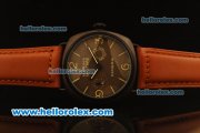 Panerai Radiomir Asia 6497 Manual Winding PVD Case with Brown Dial and Red Leather Strap