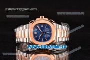 Patek Philippe Nautilus Chrono Swiss Valjoux 7750-CHG Automatic Two Tone with Blue Dial and Stick Markers (BP)