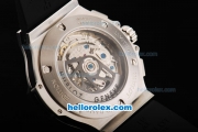 Hublot Big Bang Swiss Valjoux 7750 Chronograph Movement Steel Case with Black Dial and Ceramic Bezel-Black Rubber Strap