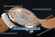 Hublot Classic Fusion Miyota 9015 Automatic Rose Gold Case with White Dial Stick Markers and Light Orange Genuine Leather Strap