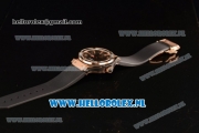 Hublot Big Bang Tutti Japanese Miyota Quartz Rose Gold Case with Black Dial Stick Markers and Black Rubber Strap