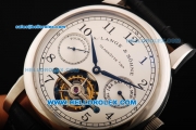 A.Lange&Sohne Glashutte Swiss Tourbillon Manual Winding Movement with White Dial and Leather Strap