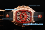 Franck Muller Conquistador F1 Singapore GP Chronograph Quartz Movement Rose Gold Case with Black Arabic Numerals and Rose Gold Bezel