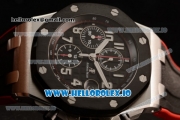 Audemars Piguet Royal Oak Offshore Chronograph Clone AP Calibre 3126 Automatic Steel Case Black Dial With Arabic Numeral Markers Red Rubber Strap - 1:1 Original (JF)