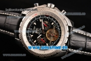 Breitling for Bentley Tourbillon Skeleton Automatic with Black Dial and White Bezel-Black Leather Strap