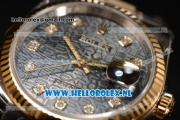 Rolex Datejust 3135 Auto Yellow Gold Case with Black Dial and Two Tone Bracelet - 1:1 Origianl (AAAF)