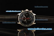 IWC Portuguese Yacht Club Chronograph Quartz Movement Steel Case with Black Dial and Black Leather Strap