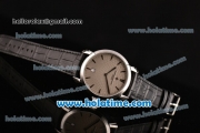 Vacheron Constantin Malte Miyota Quartz Stainless Steel Case with Black Leather Strap Grey Dial and Stick Markers