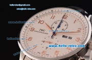 IWC Portuguese Chronograph Japanese Miyota OS10 Quartz Stainless Steel Case with Stainless Steel Strap and White Dial