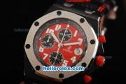 Audemars Piguet Royal Oak Offshore Swiss Valjoux 7750 Automatic Movement with Red Dial and White Numeral Markers-Run 12 Second