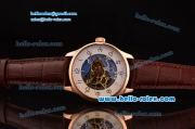 IWC Portuguese Asia 3836 Automatic Rose Gold Case and Brown Leather Strap Skeleton Dial