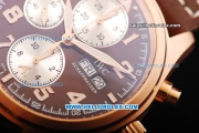 IWC Pilot's Watch Chronograph Swiss Valjoux 7750 Automatic Movement Rose Gold Case with Brown Dial and Brown Leather Strap