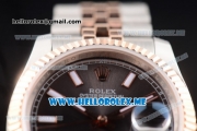 Rolex Datejust Clone Rolex 3135 Automatic Two Tone Case/Bracelet with Stick Markers and Grey Dial (BP)